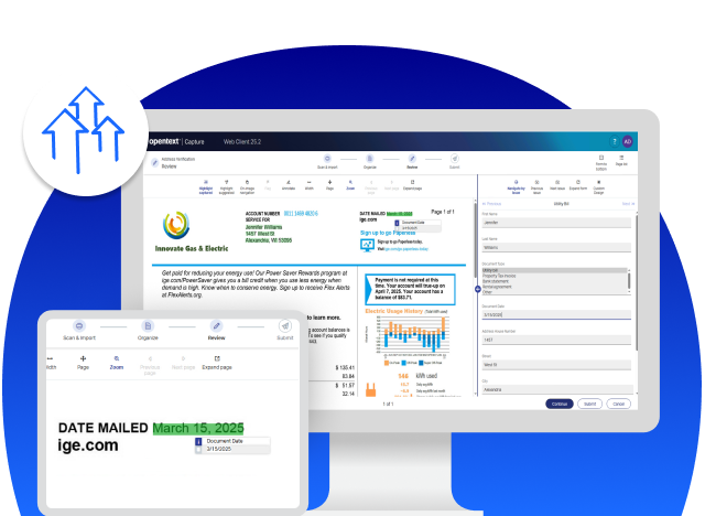 OpenText Capture Web Client interface displaying document review